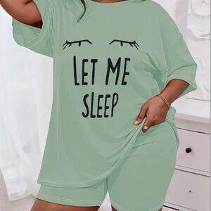 2PC Olive Green "Let Me Sleep" PJ Set
